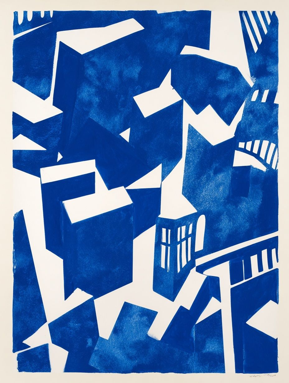 Blue Geometric Abstract Poster. poster detail