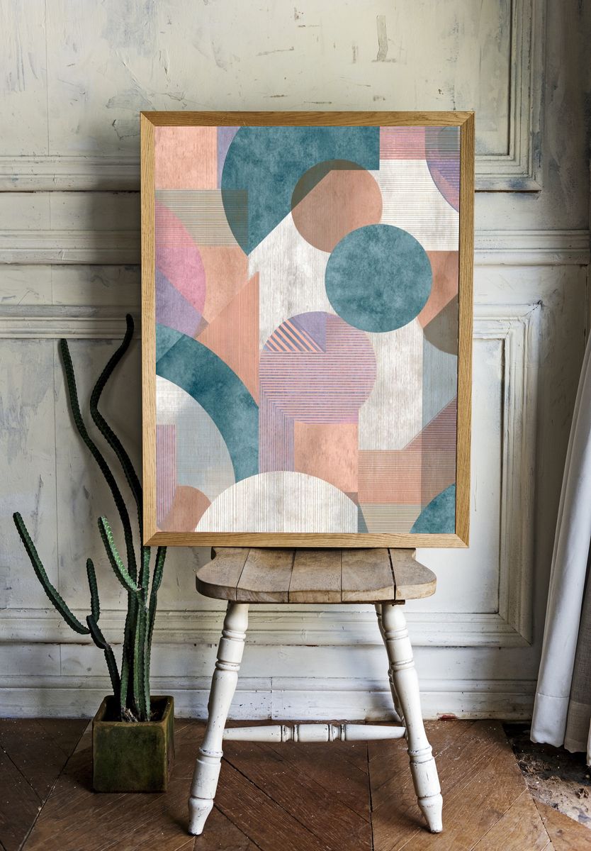 Pastel Geometric Abstract Poster room preview