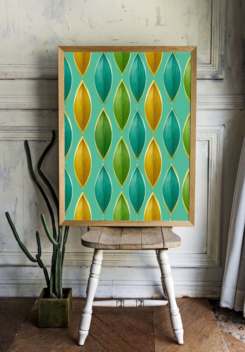 Leaf Pattern Abstract Print. room preview