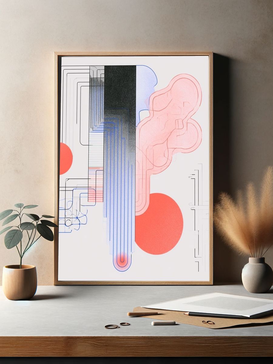 Geometric Neon Abstract Poster. — room view 2