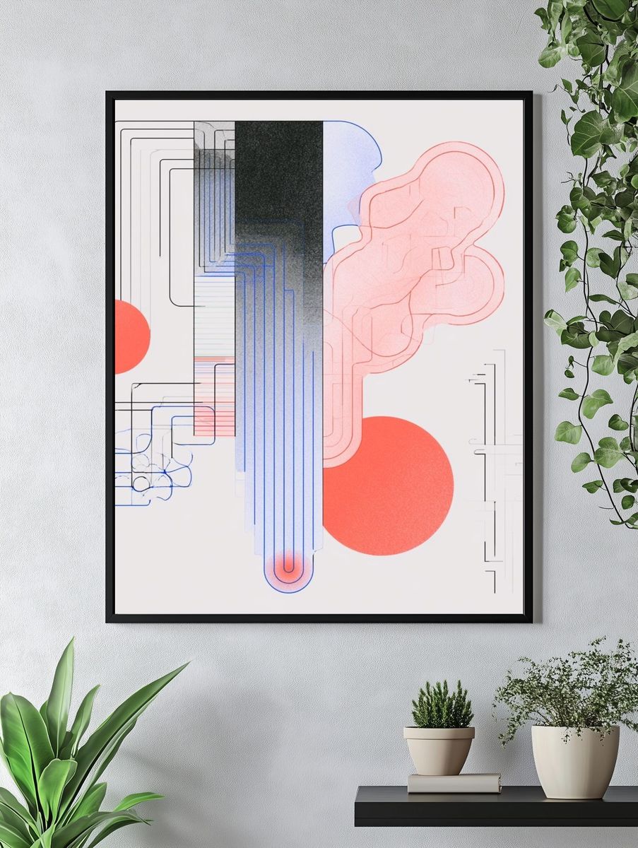 Geometric Neon Abstract Poster. — room view 4