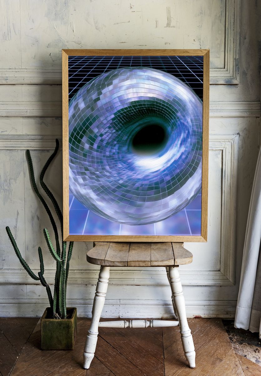 Chrome Tunnel Abstract Poster. — room view 1