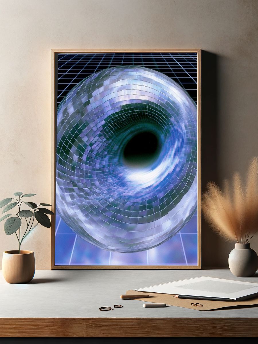 Chrome Tunnel Abstract Poster. — room view 2