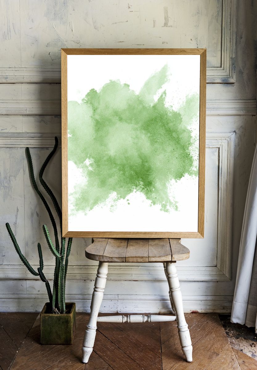 Green Watercolor Splash Poster. — room view 1