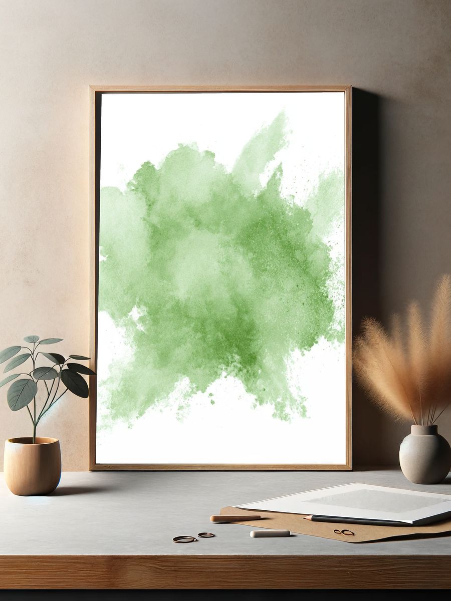 Green Watercolor Splash Poster. — room view 2