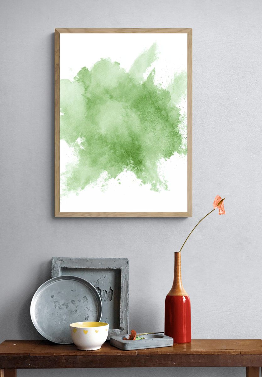 Green Watercolor Splash Poster. — room view 3