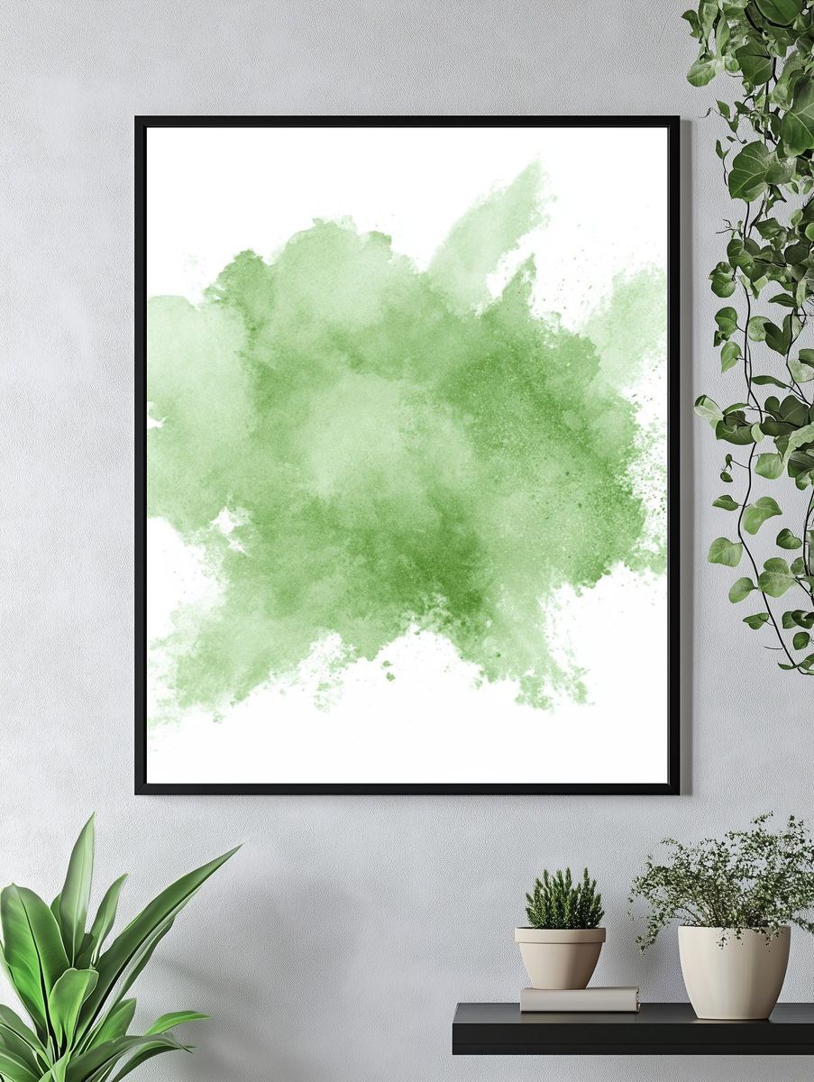 Green Watercolor Splash Poster. — room view 4