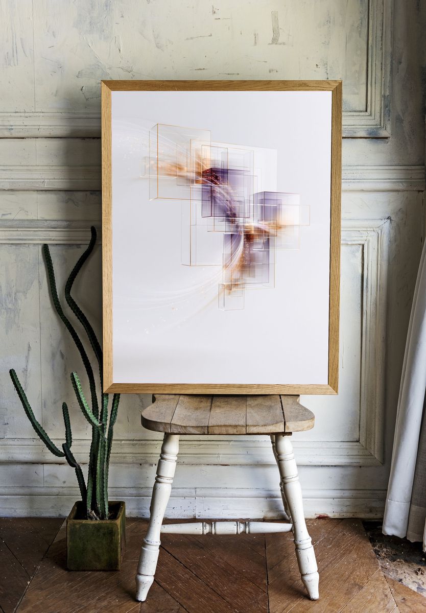 Geometric Light Flow Abstract Poster. room preview