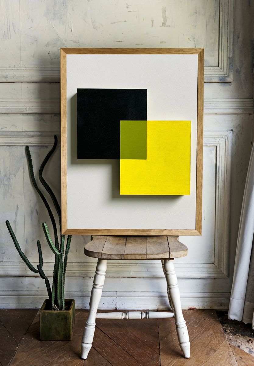 Black and Yellow Geometric Abstract Poster. — room view 1