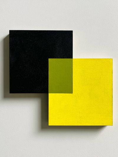 Black and Yellow Geometric Abstract Poster. poster