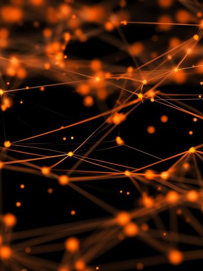 Glowing Orange Network Abstract Poster.