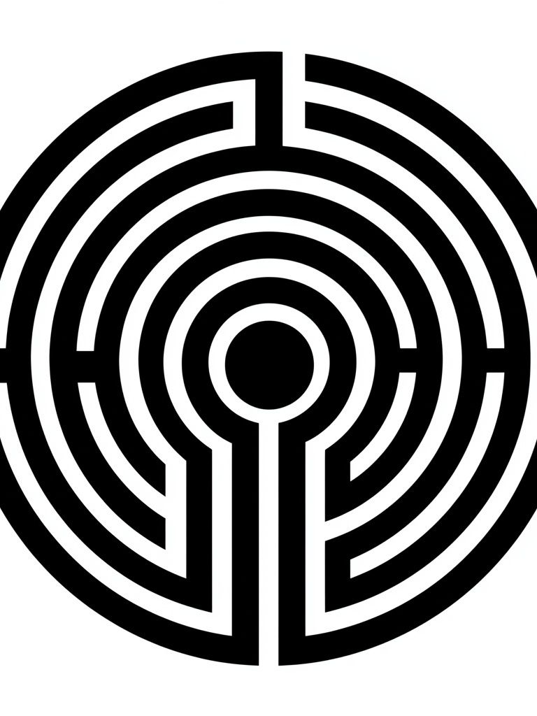 Circular Maze Minimalist Print. poster detail