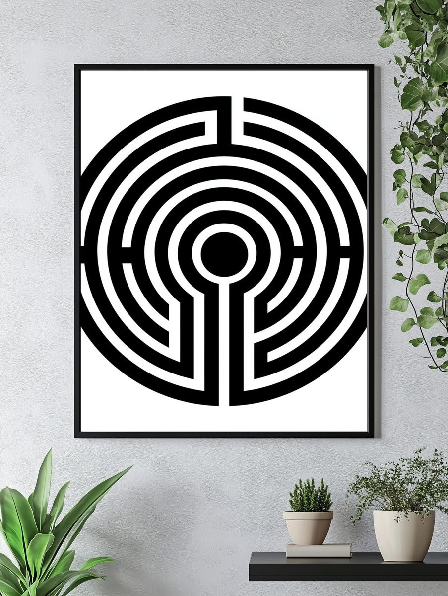 Circular Maze Minimalist Print. — room view 4