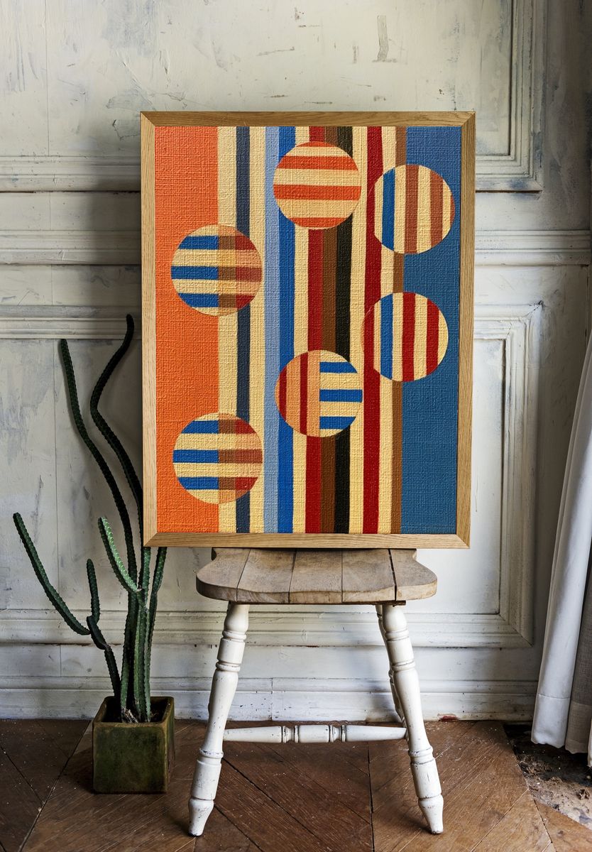 Retro Geometric Stripes Poster. — room view 1