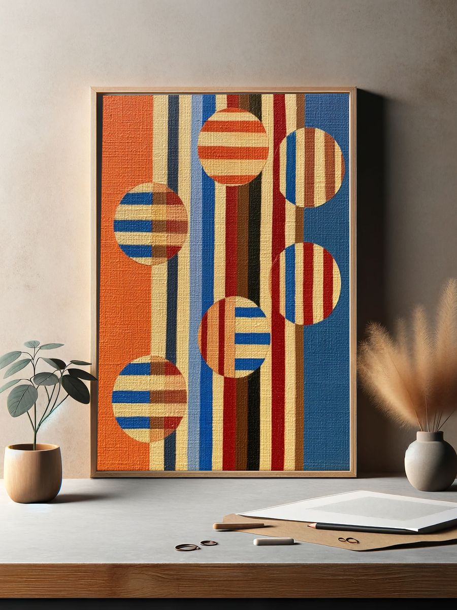 Retro Geometric Stripes Poster. — room view 2