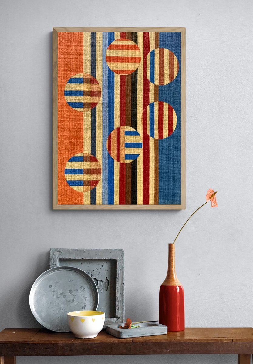 Retro Geometric Stripes Poster. — room view 3