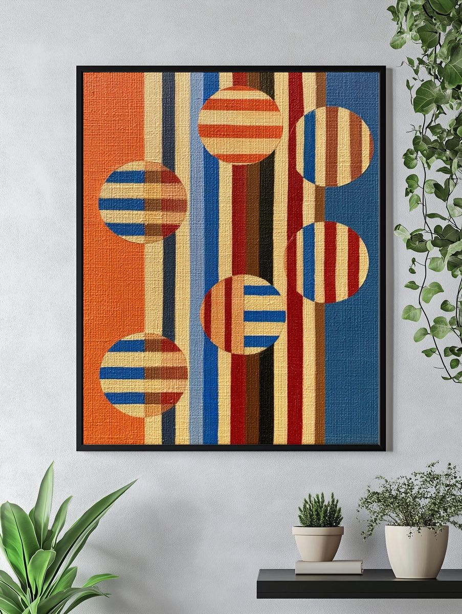 Retro Geometric Stripes Poster. — room view 4