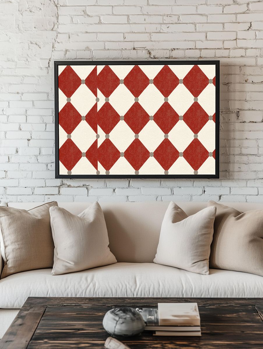 Red Diamond Pattern Poster. — room view 1