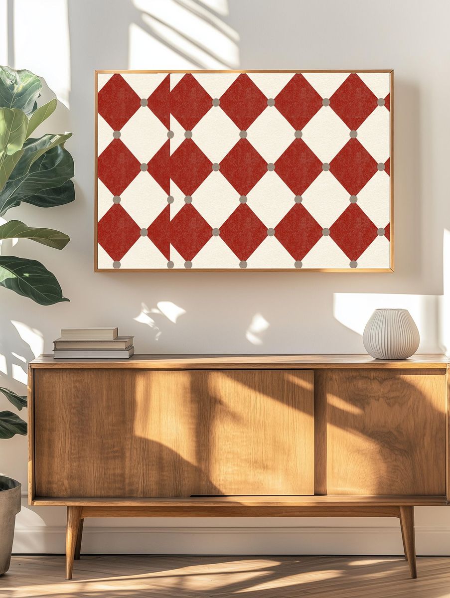 Red Diamond Pattern Poster. — room view 3