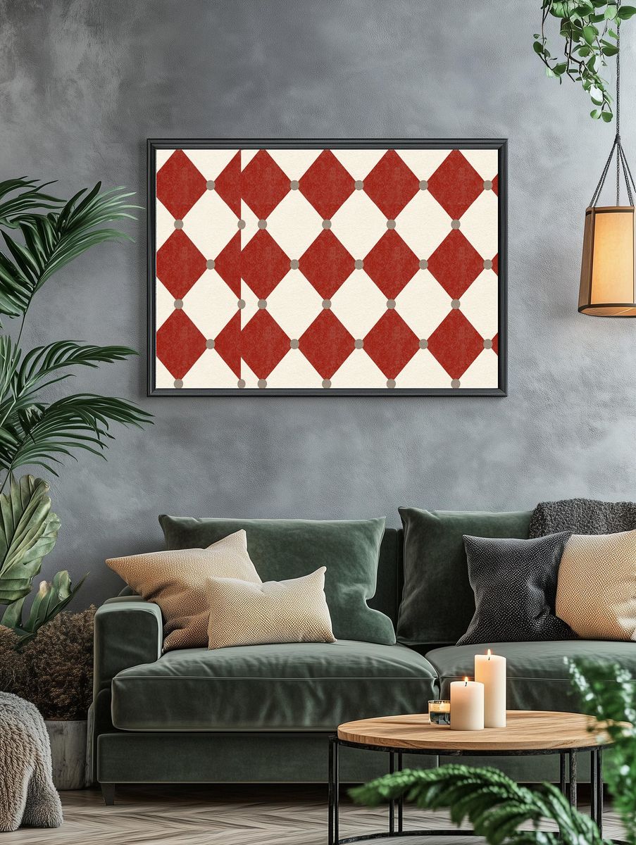 Red Diamond Pattern Poster. — room view 4