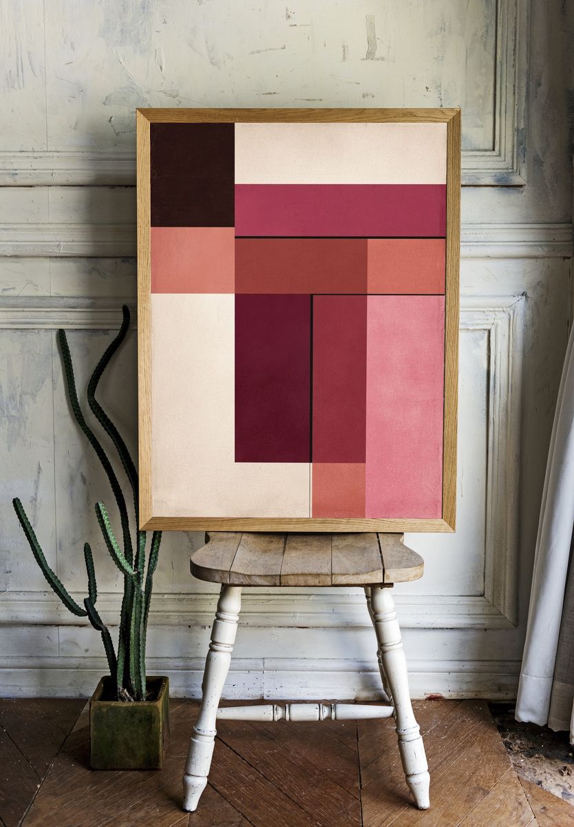 Geometric Rose Blocks Poster. — room view 1