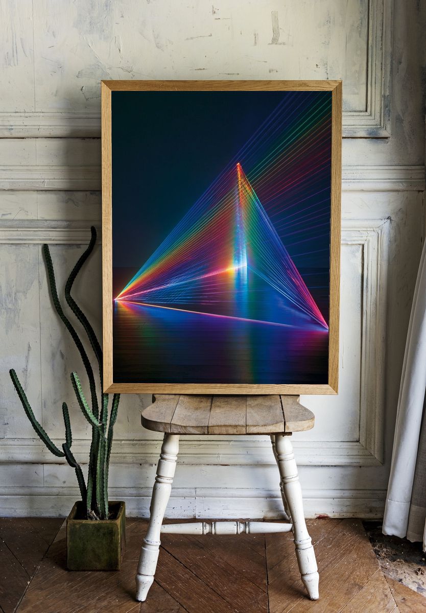 Neon Prism Geometry Poster. — room view 1