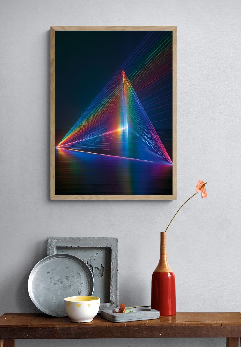 Neon Prism Geometry Poster. — room view 3