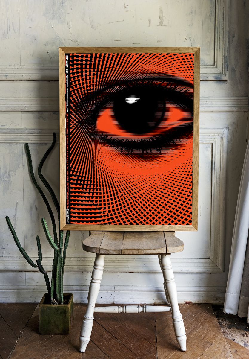 Orange Eye Optical Illusion Poster. — room view 1