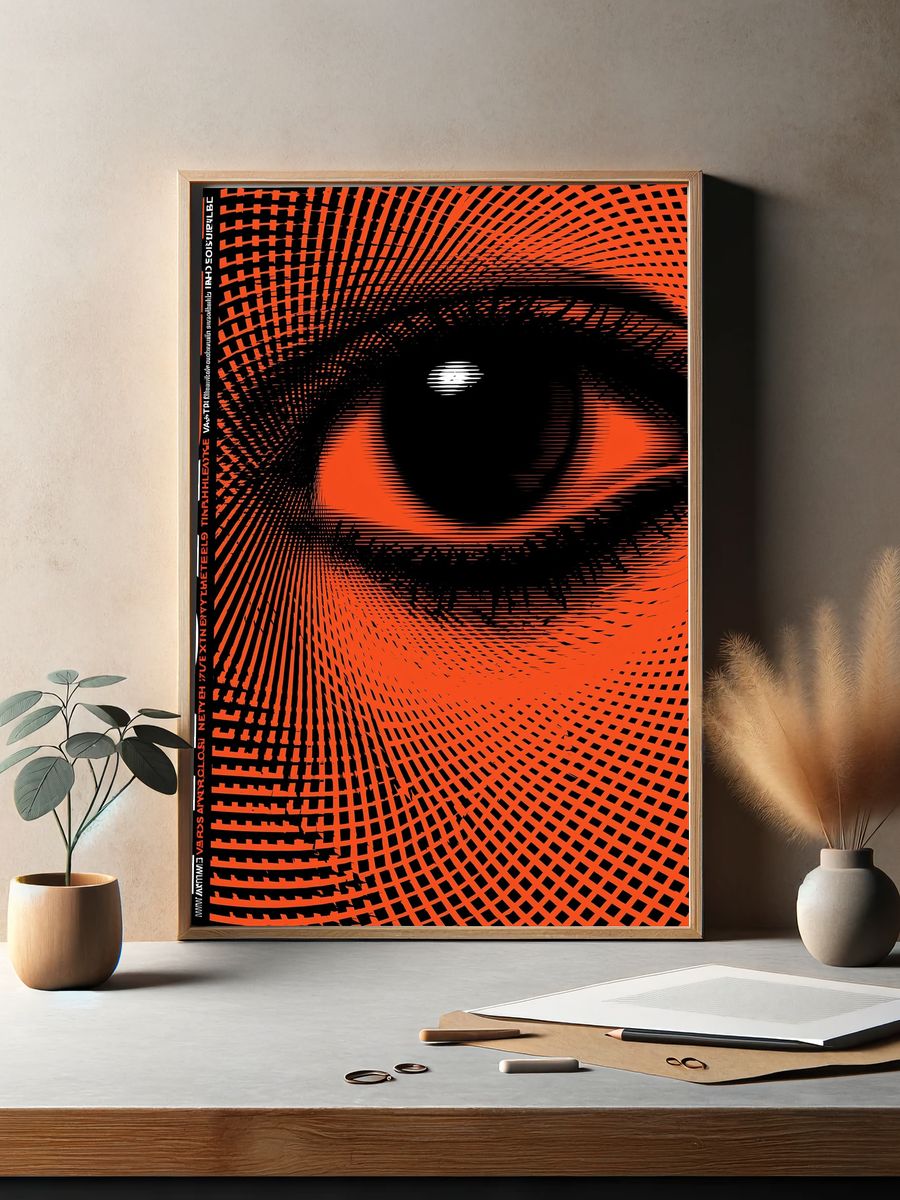 Orange Eye Optical Illusion Poster. — room view 2