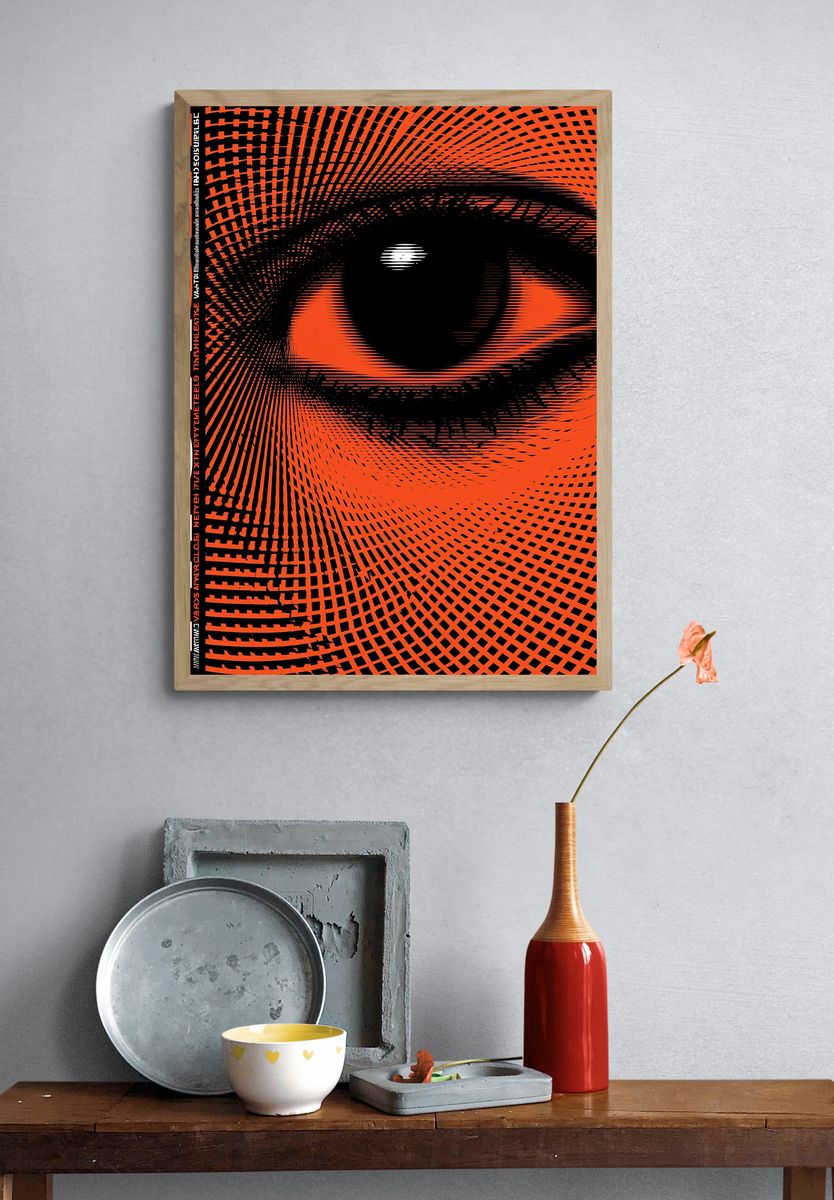 Orange Eye Optical Illusion Poster. — room view 3