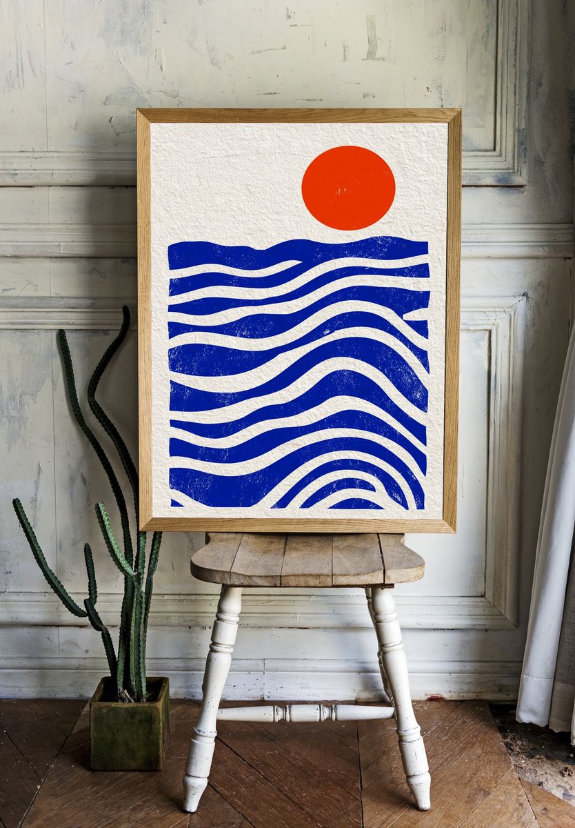 Sun and Waves Abstract Poster. — room view 1