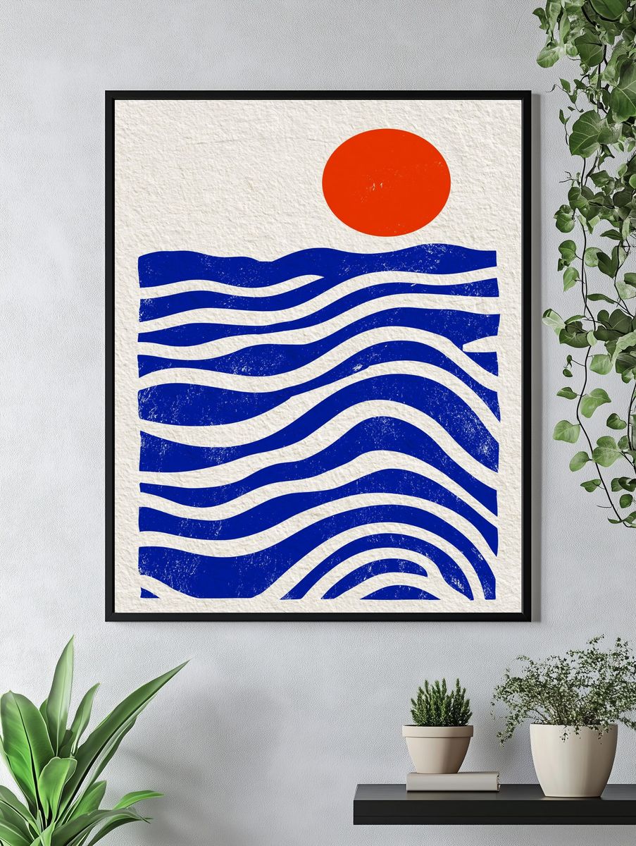 Sun and Waves Abstract Poster. — room view 4