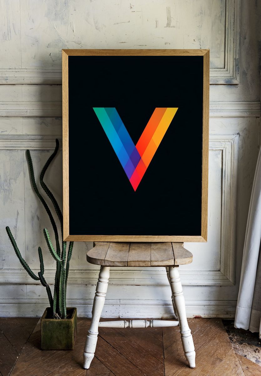 Geometric V Gradient Poster. — room view 1
