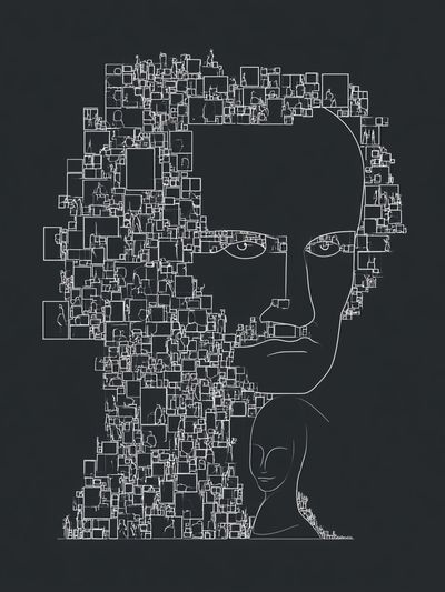 Abstract Face Line Art Poster. poster print