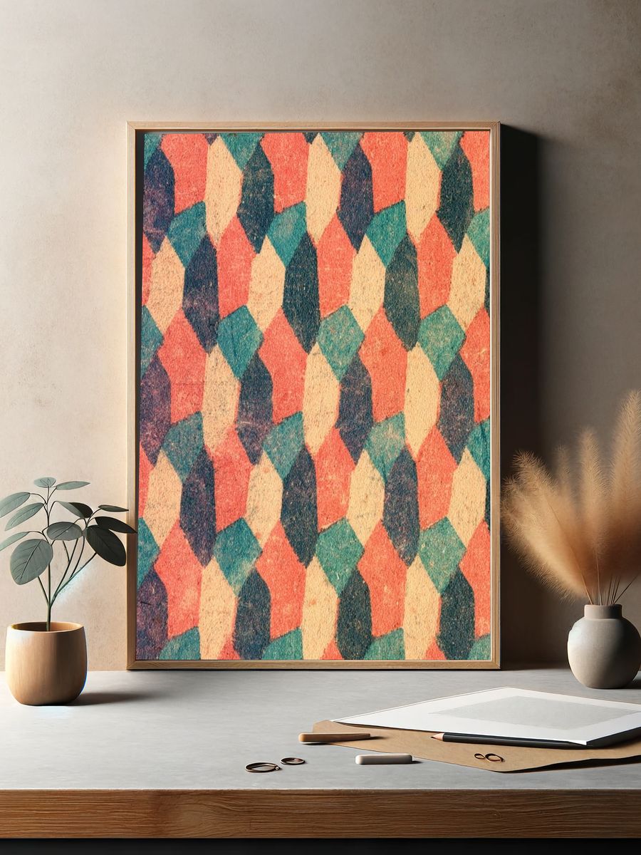 Retro Geometric Pattern Poster. — room view 2