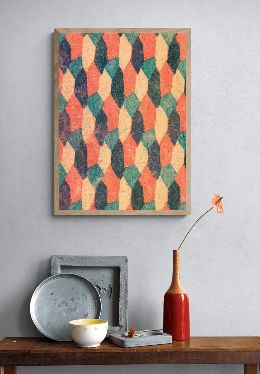 Retro Geometric Pattern Poster. — room view 3