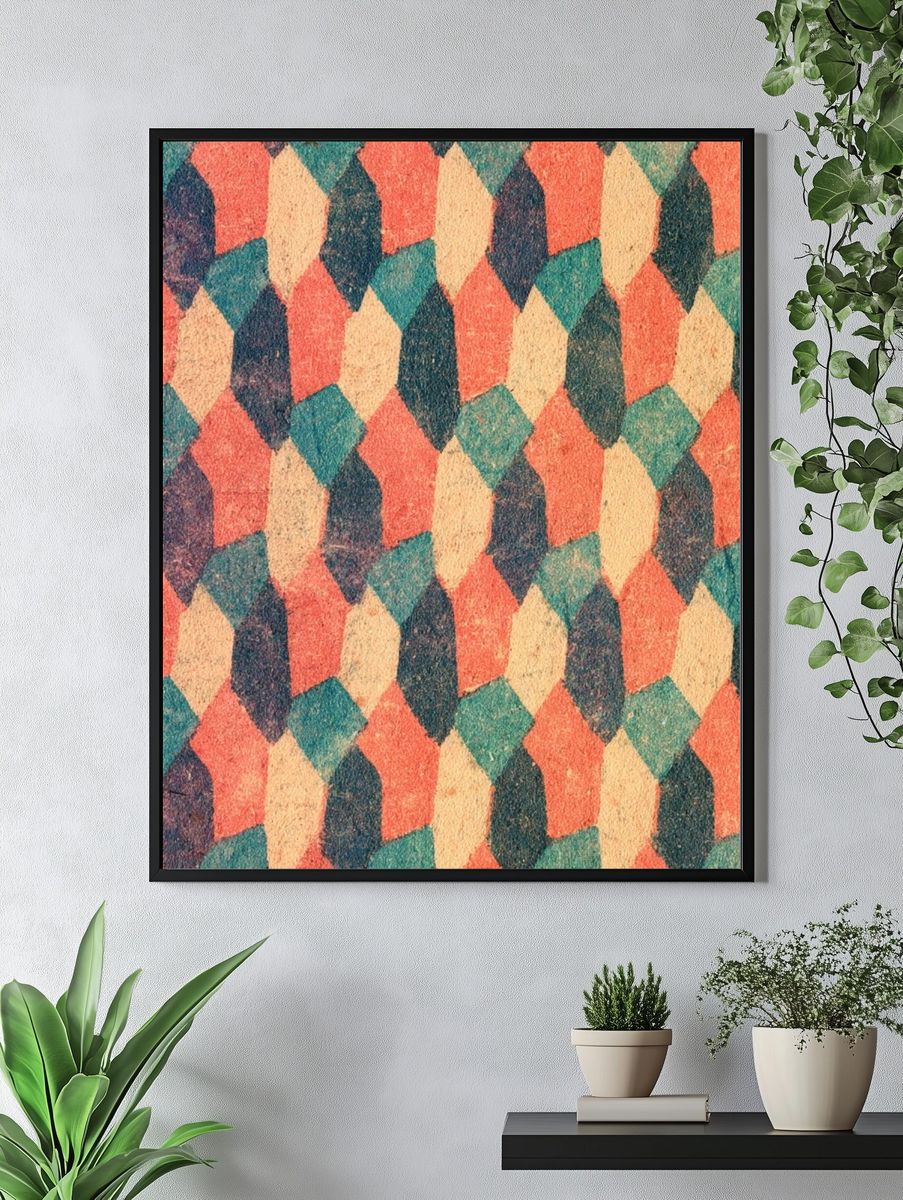 Retro Geometric Pattern Poster. — room view 4