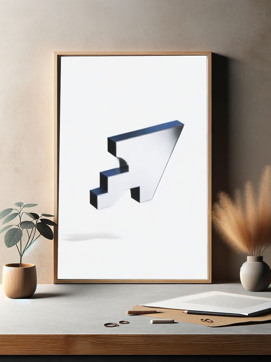 Chrome Arrow Minimalist Poster. — room view 2