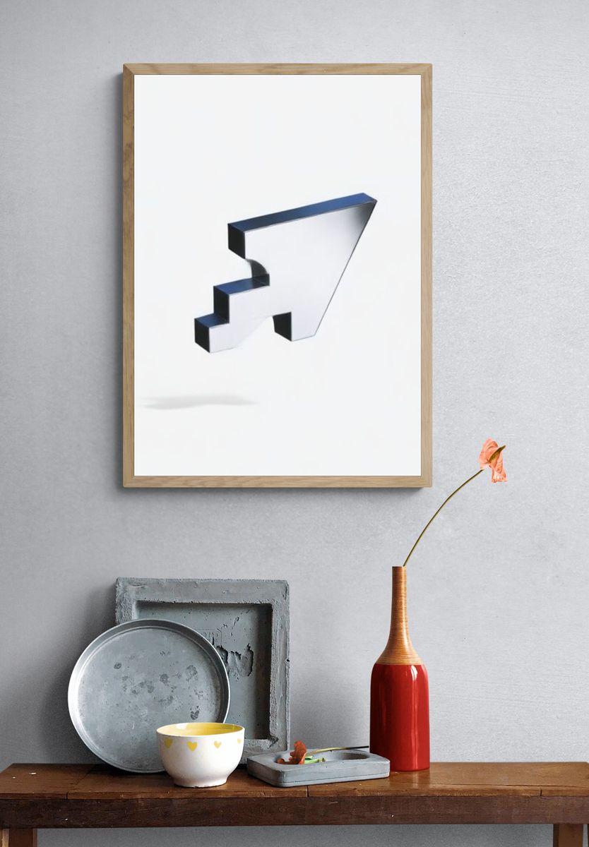 Chrome Arrow Minimalist Poster. — room view 3