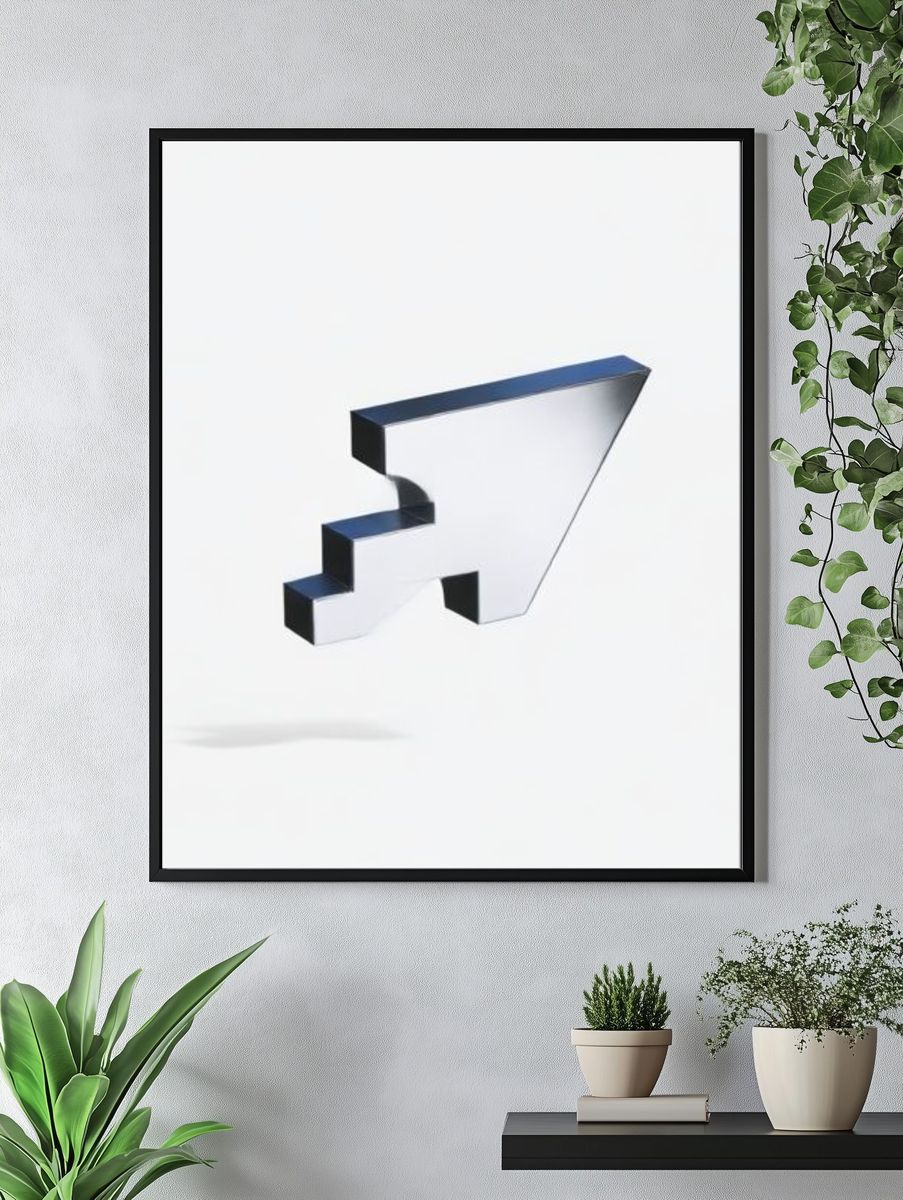 Chrome Arrow Minimalist Poster. — room view 4