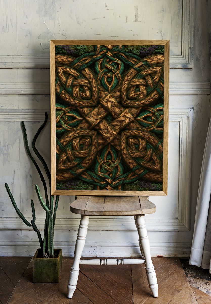 Knotwork Mandala Abstract Print. room preview