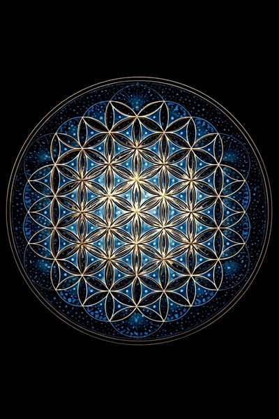 Blue Sacred Geometry Mandala Poster. poster print