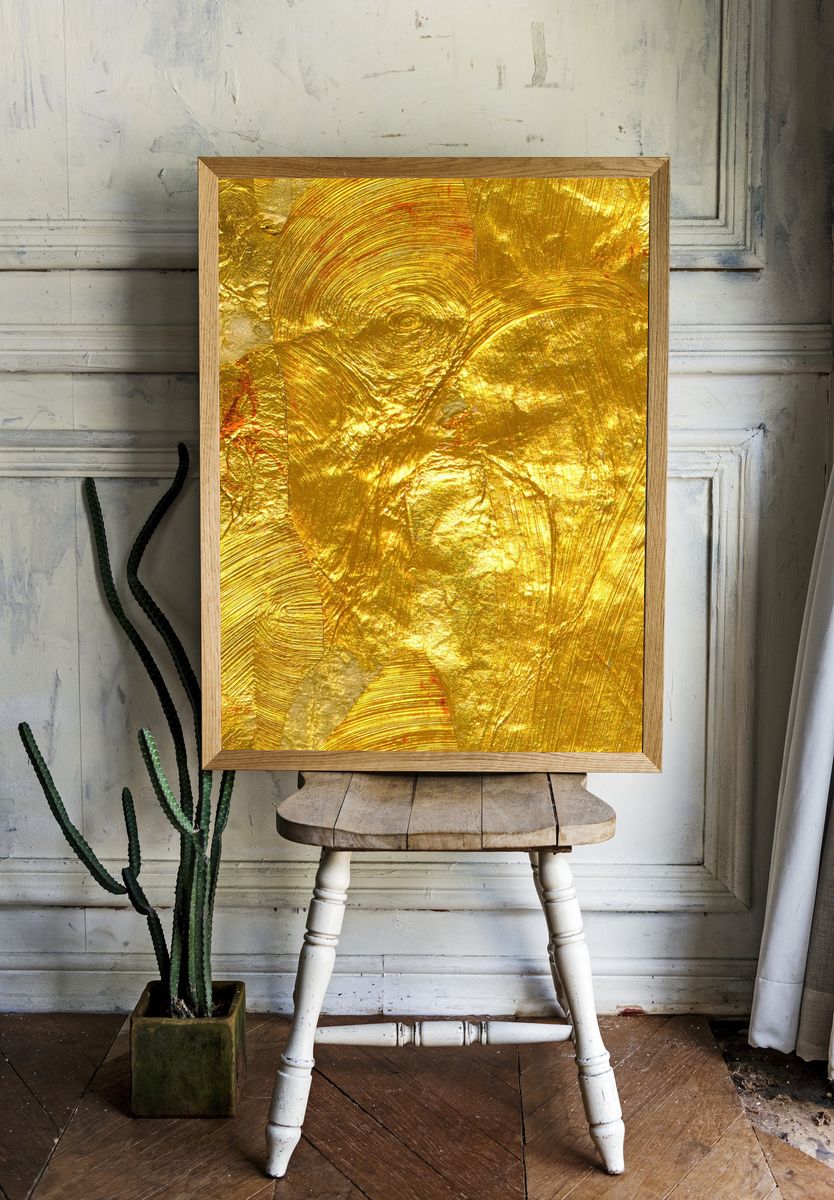 Golden Texture Abstract Poster. — room view 1