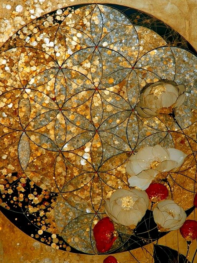 Golden Floral Mandala Poster. poster — abstract art