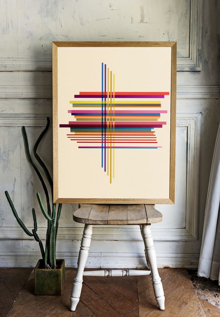 Geometric Color Grid Abstract Poster. room preview