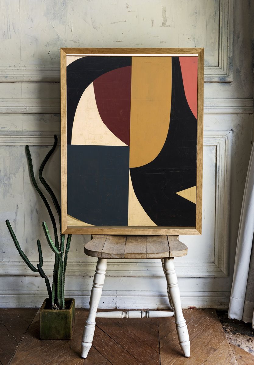 Mid-Century Geometric Abstract Poster. — room view 1