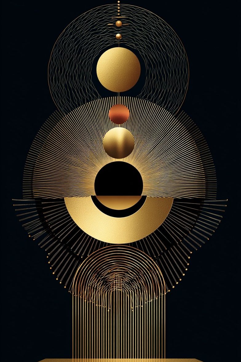Golden Geometric Orbit Poster. poster — abstract art