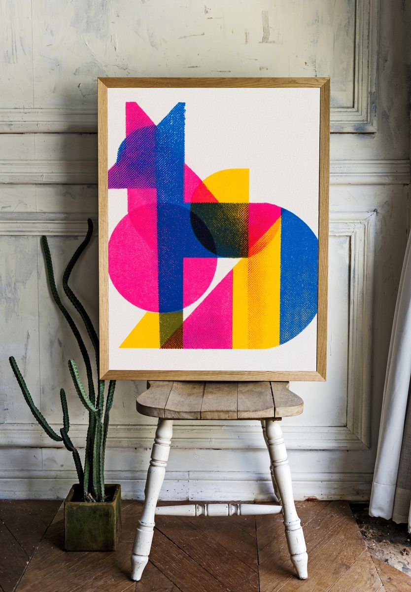 Geometric Color Blocks Poster. — room view 1