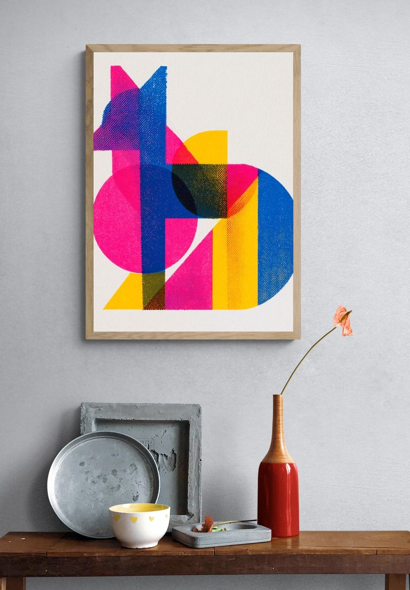 Geometric Color Blocks Poster. — room view 3