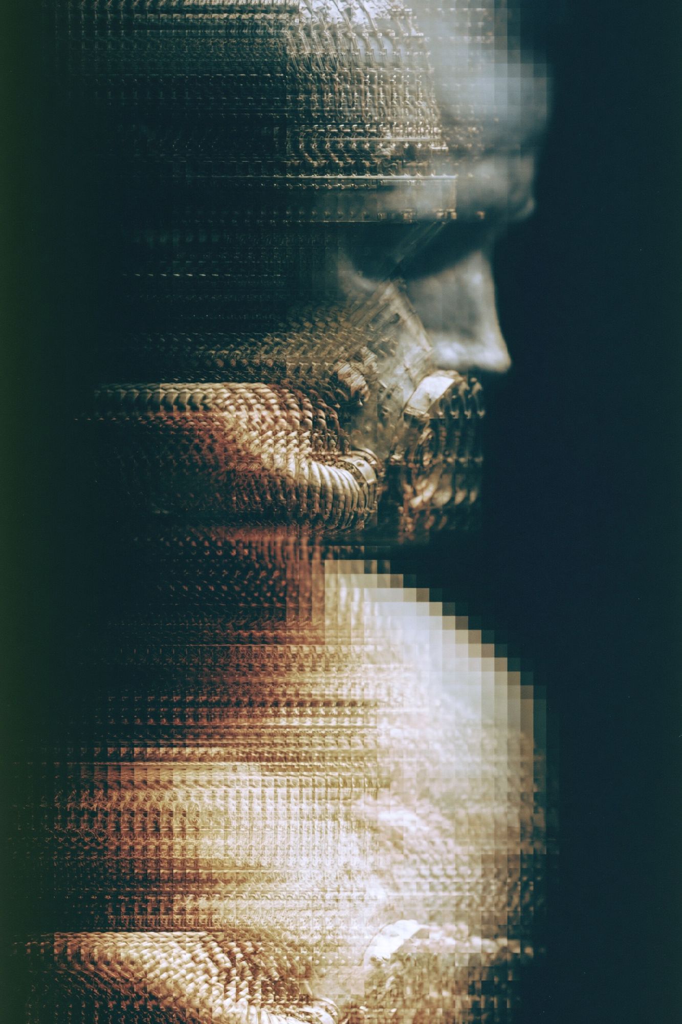 Glitched Portrait Abstract Print. poster — abstract art